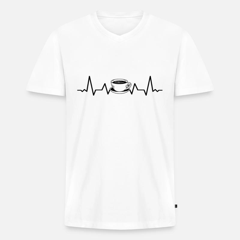 Kaffee Sammlung Kaffeetrinker Kaffeeliebhaber - Männer Premium Bio T-Shirt mit V-Ausschnitt - Weiß