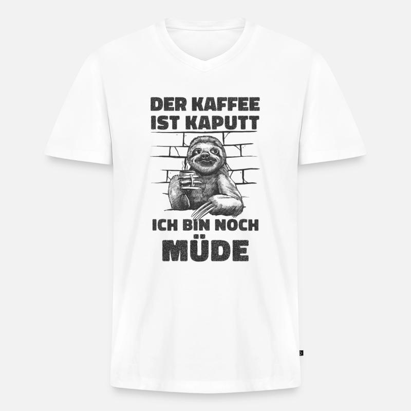 Kaffeetrinker Morgenmuffel Kaffeeliebhaber - Männer Premium Bio T-Shirt mit V-Ausschnitt - Weiß