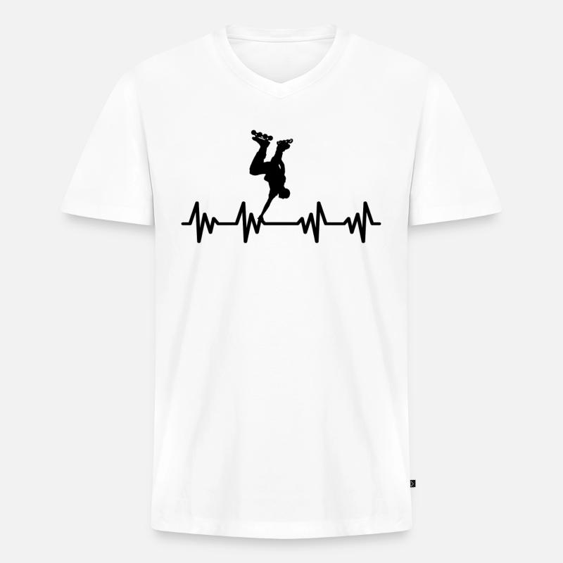 Inline-Skating Rollerskates Inline-Skater - Männer Premium Bio T-Shirt mit V-Ausschnitt - Weiß