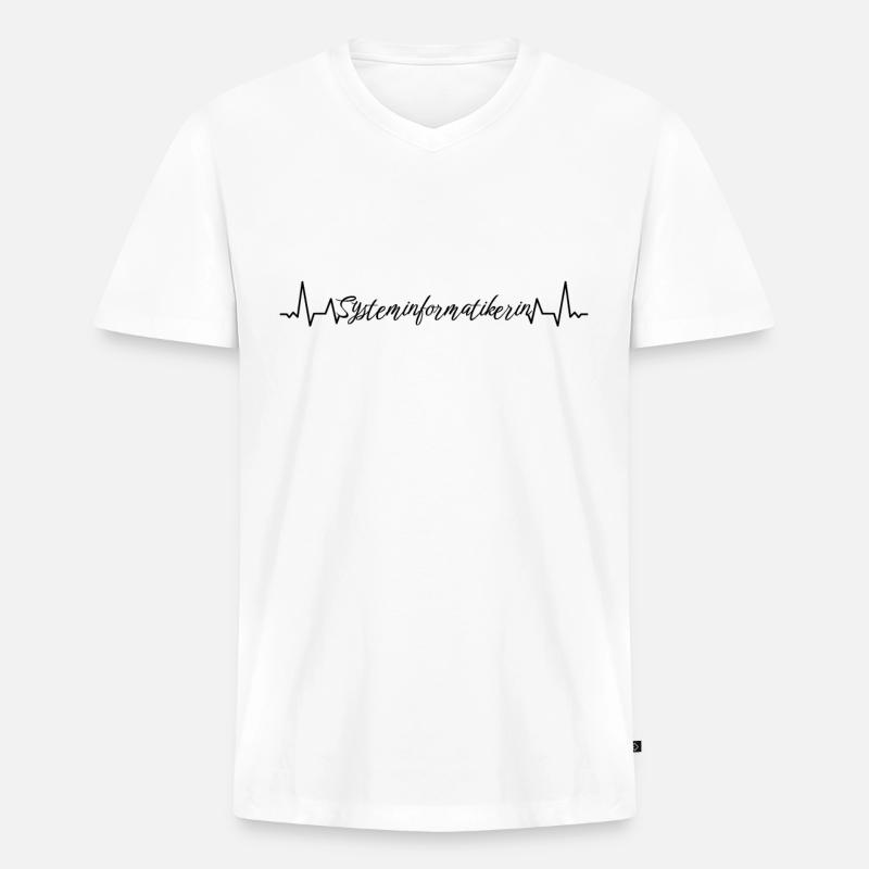 Elektroniker Herzschlag Systeminformatikerin - Männer Premium Bio T-Shirt mit V-Ausschnitt - Weiß