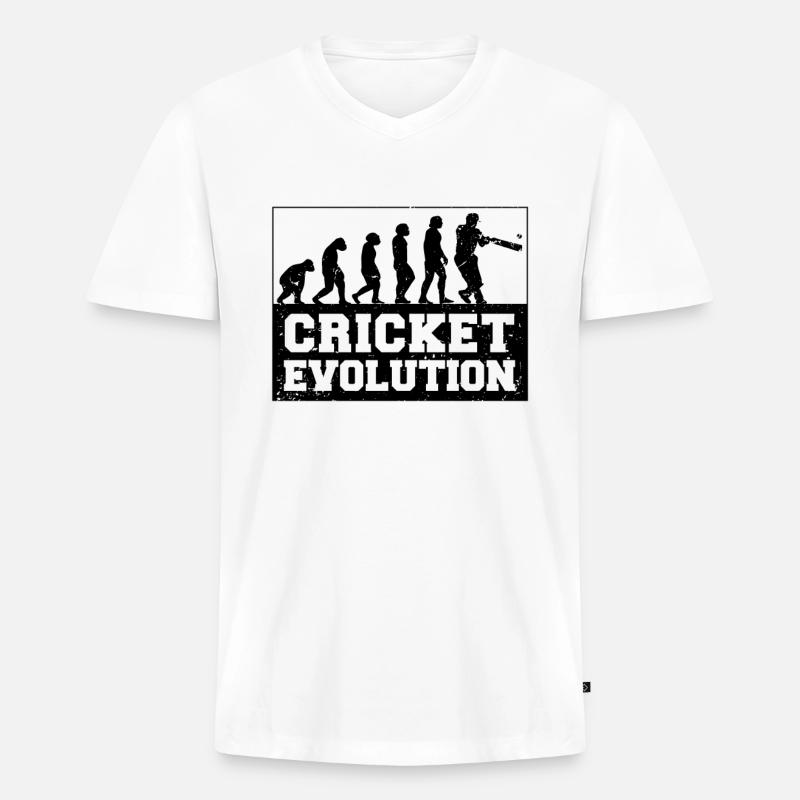 Kricketspieler Cricket-game Evolution - Männer Premium Bio T-Shirt mit V-Ausschnitt - Weiß