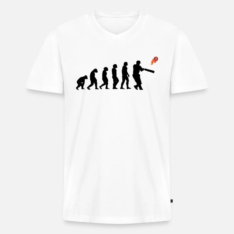 Kricketspieler Cricket-game Evolution - Männer Premium Bio T-Shirt mit V-Ausschnitt - Weiß