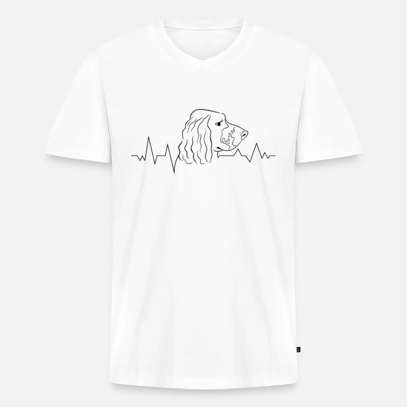 Hunderasse Englisch Springer-Spaniel - Männer Premium Bio T-Shirt mit V-Ausschnitt - Weiß