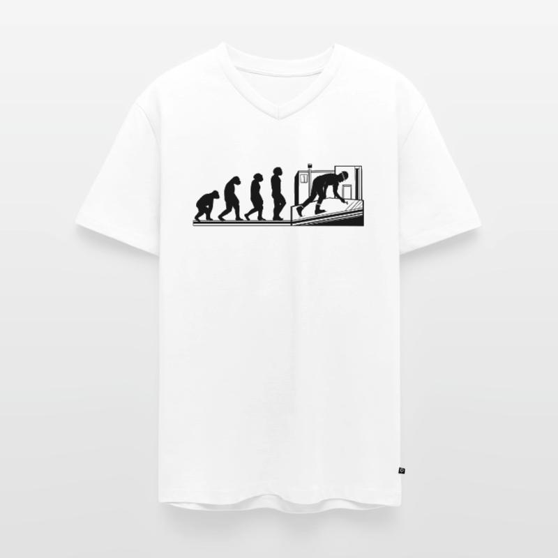 Dachdecker Handwerker Evolution Dachdeckerin Männer Premium Bio T-Shirt mit V-Ausschnitt