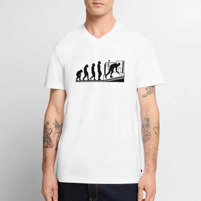 Dachdecker Handwerker Evolution Dachdeckerin Männer Premium Bio T-Shirt mit V-Ausschnitt