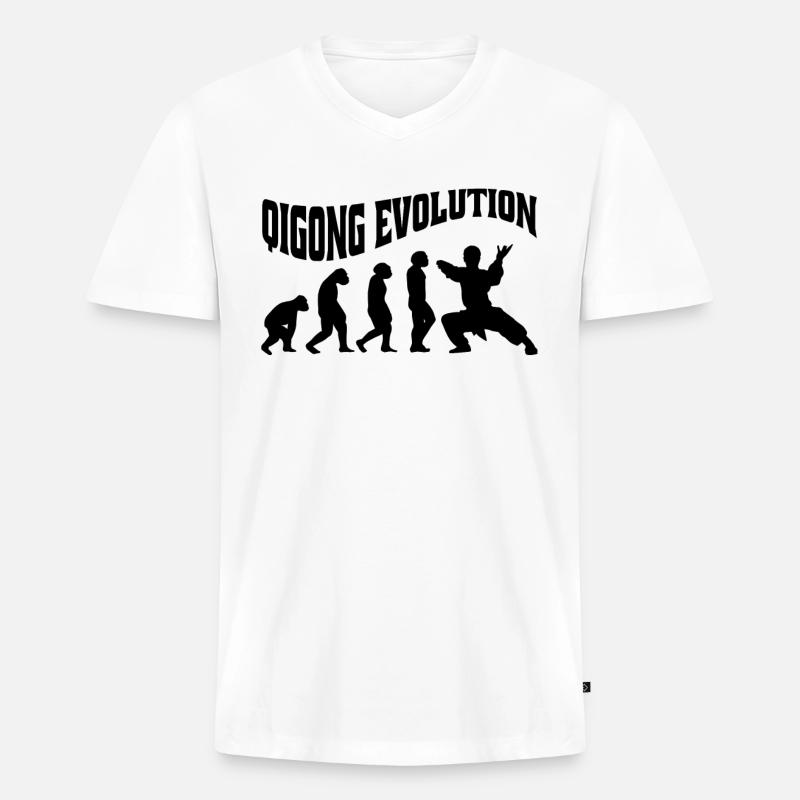 Qi-Gong Chigong Meditation Thai-Chi Evolution - Männer Premium Bio T-Shirt mit V-Ausschnitt - Weiß