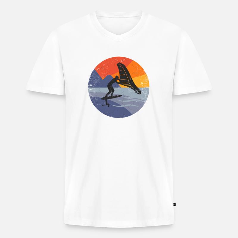 Wingfoil-Surfer Wingfoiling Hydrofoil Kitefoil - Männer Premium Bio T-Shirt mit V-Ausschnitt - Weiß