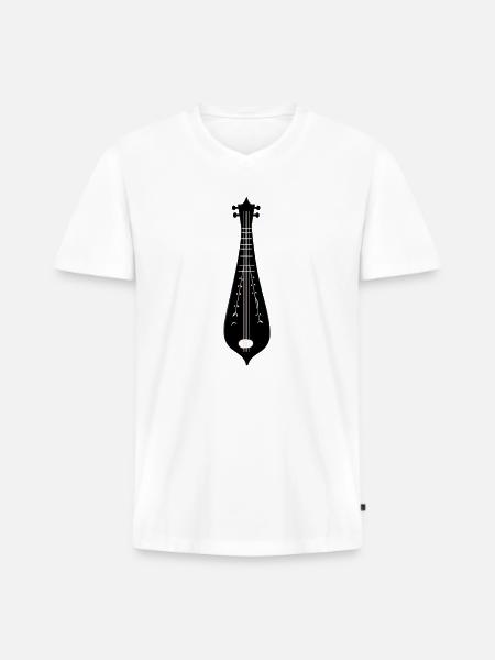 Dulcimer-Musiker Zupfinstrument Hammered Dulcimer - Männer Premium Bio T-Shirt mit V-Ausschnitt - Weiß