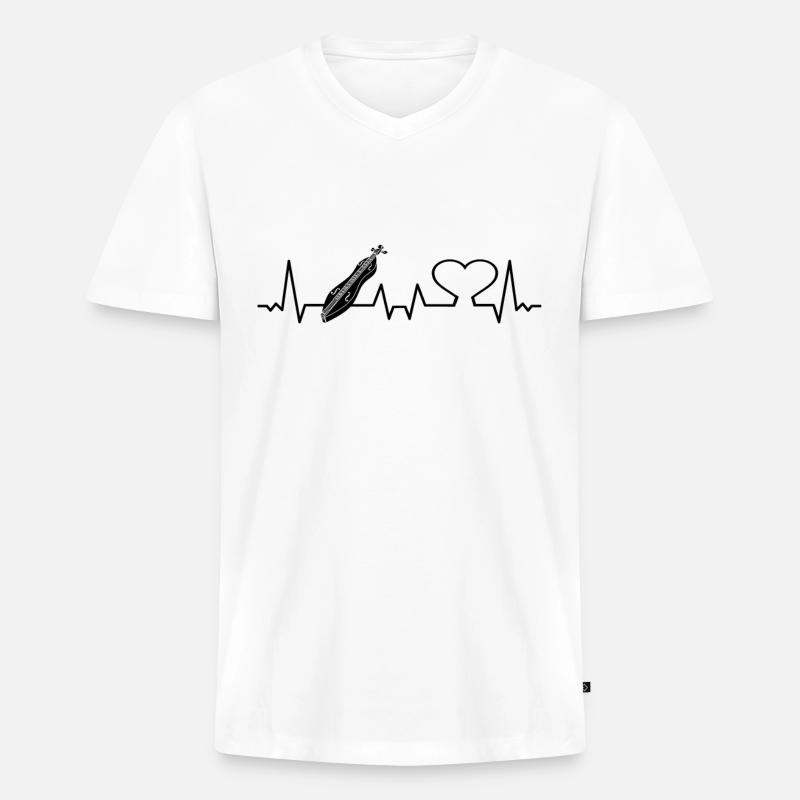 Dulcimer-Musiker Zupfinstrument Hammered Dulcimer - Männer Premium Bio T-Shirt mit V-Ausschnitt - Weiß