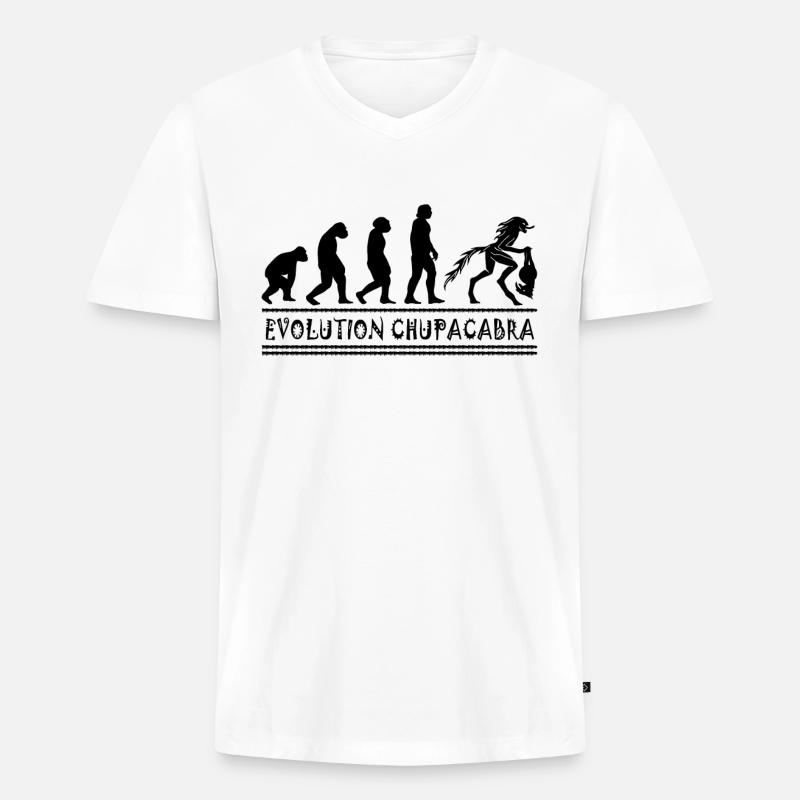 Kryptozoologen Chupacabra-Kreaturen Evolution - Männer Premium Bio T-Shirt mit V-Ausschnitt - Weiß