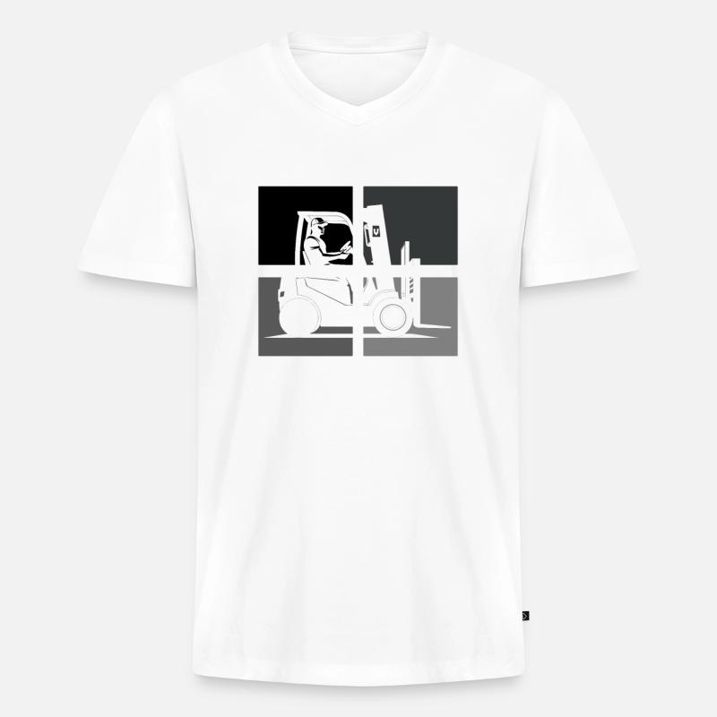 Gabelstaplerfahrer Lagerleiter Lagerist Berufe - Männer Premium Bio T-Shirt mit V-Ausschnitt - Weiß