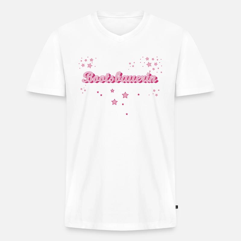 Schiffbauer Abschluss-Geschenk Bootsbauerin - Männer Premium Bio T-Shirt mit V-Ausschnitt - Weiß