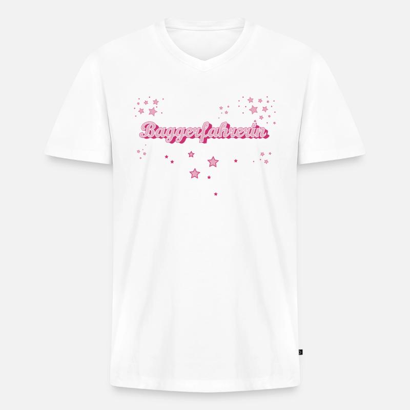 Bagger-Fahrer Abschluss-Geschenk Baggerfahrerin - Männer Premium Bio T-Shirt mit V-Ausschnitt - Weiß