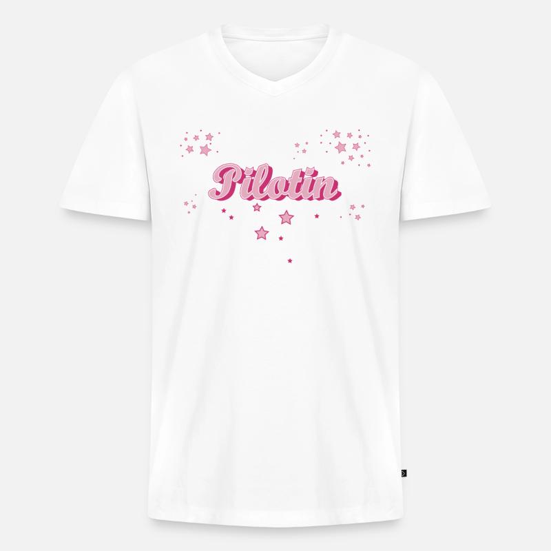 Flugzeug Abschluss-Geschenk Pilotin - Männer Premium Bio T-Shirt mit V-Ausschnitt - Weiß