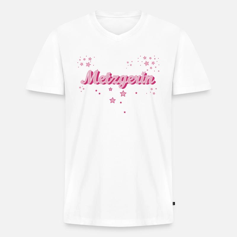 Fleischer Abschluss-Geschenk Metzgerin - Männer Premium Bio T-Shirt mit V-Ausschnitt - Weiß