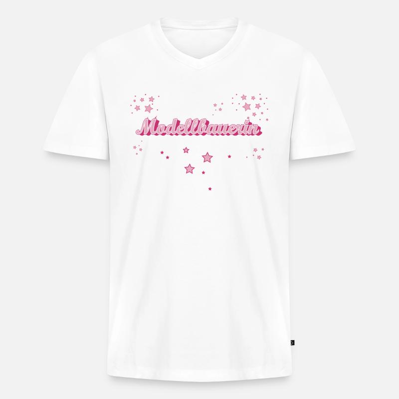 Technischer Abschluss-Geschenk Modellbauerin - Männer Premium Bio T-Shirt mit V-Ausschnitt - Weiß