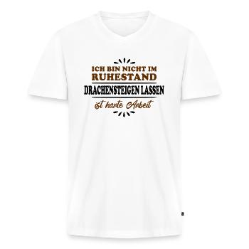 Retirement Pensioner Pensioner Kite flying - Men's Premium Organic T-shirt with V-neck - white - Front - Nico (187cm)