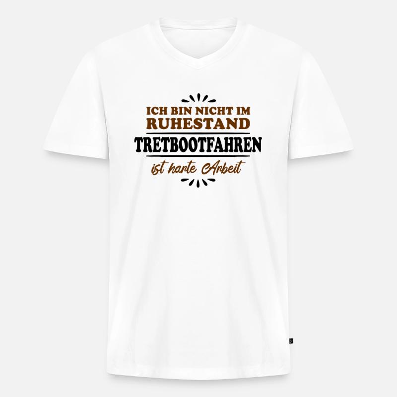 Ruhestand Rentner Pensioner Tretbootfahrer - Männer Premium Bio T-Shirt mit V-Ausschnitt - Weiß