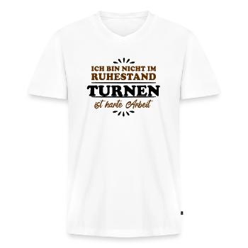Ruhestand Rentner Pensioner Turner - Männer Premium Bio T-Shirt mit V-Ausschnitt - Weiß - Vorne - Nico (187cm)