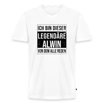 I'm this legendary for Alwin - Men's Premium Organic T-shirt with V-neck - white - Front - Nico (187cm)
