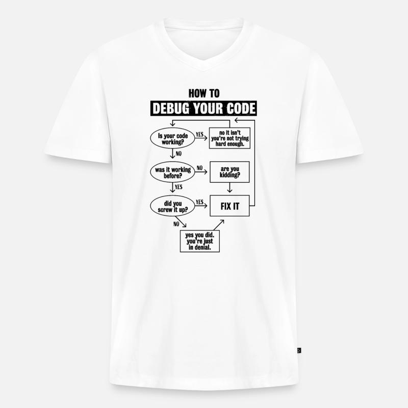 Programmiercode Codierung Lustiges Debug-Geschenk - Männer Premium Bio T-Shirt mit V-Ausschnitt - Weiß