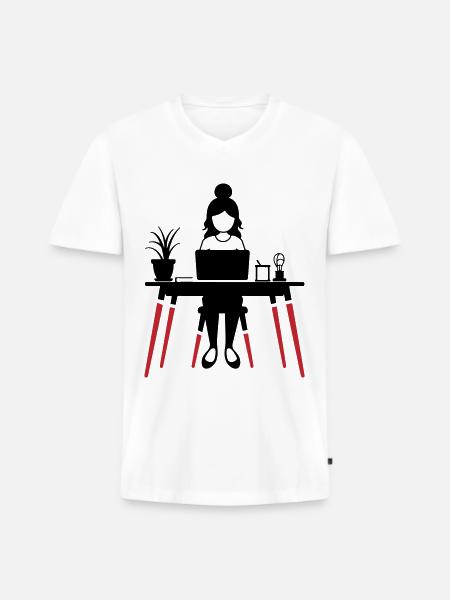 Learning Woman Computer Job - Men's Premium Organic T-shirt with V-neck - white