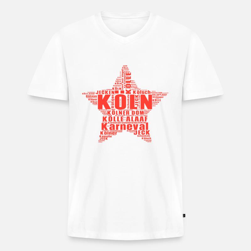 Kölner Karneval Stern Köln - Männer Premium Bio T-Shirt mit V-Ausschnitt - Weiß