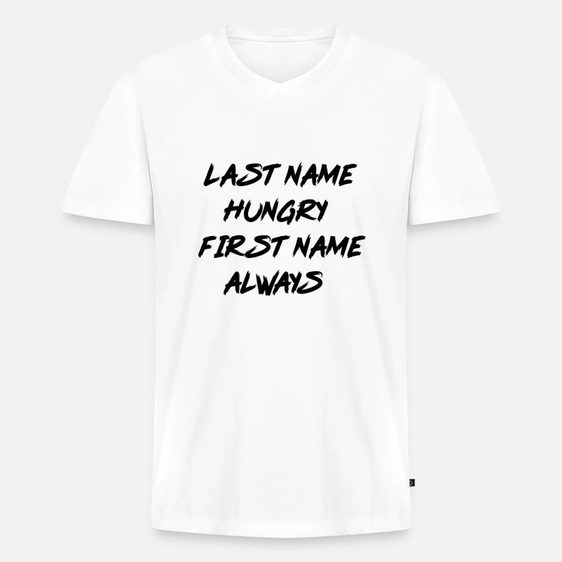 Essen Hunger Lustig - Männer Premium Bio T-Shirt mit V-Ausschnitt - Weiß