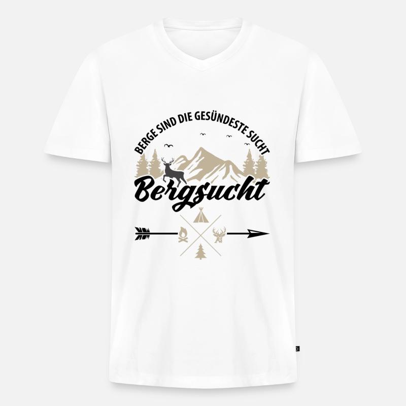 Bergsucht - (2) - Männer Premium Bio T-Shirt mit V-Ausschnitt - Weiß