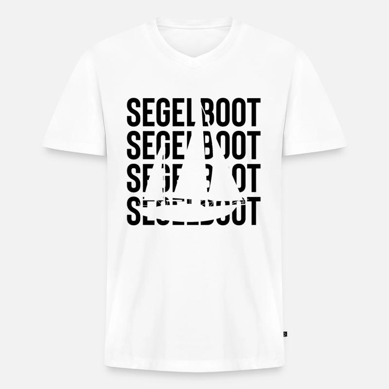 Segelboot - - Männer Premium Bio T-Shirt mit V-Ausschnitt - Weiß