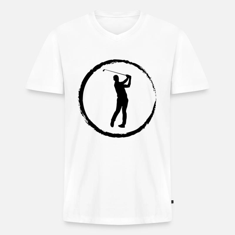 Cricle and Golf - - Männer Premium Bio T-Shirt mit V-Ausschnitt - Weiß