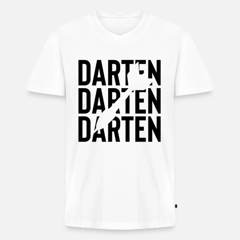 Darten - - Männer Premium Bio T-Shirt mit V-Ausschnitt - Weiß