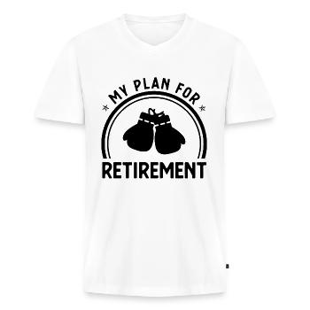 Mein Plan für den Ruhestand 1 - - Männer Premium Bio T-Shirt mit V-Ausschnitt - Weiß - Vorne - Nico (187cm)