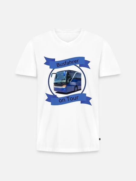 Busfahrer on Tour - Männer Premium Bio T-Shirt mit V-Ausschnitt - Weiß