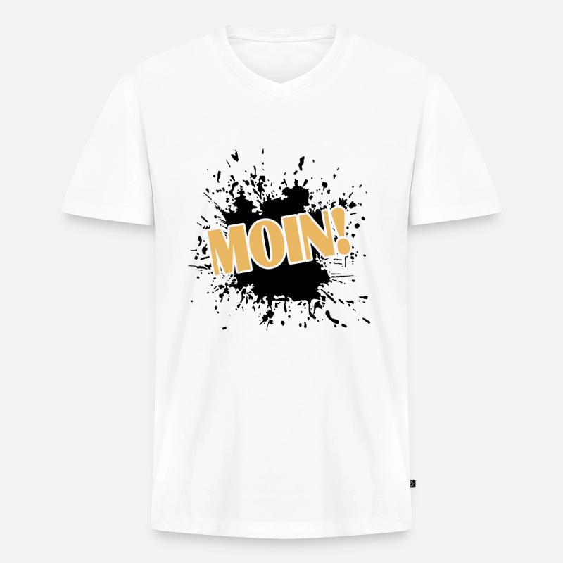 Moin - Männer Premium Bio T-Shirt mit V-Ausschnitt - Weiß
