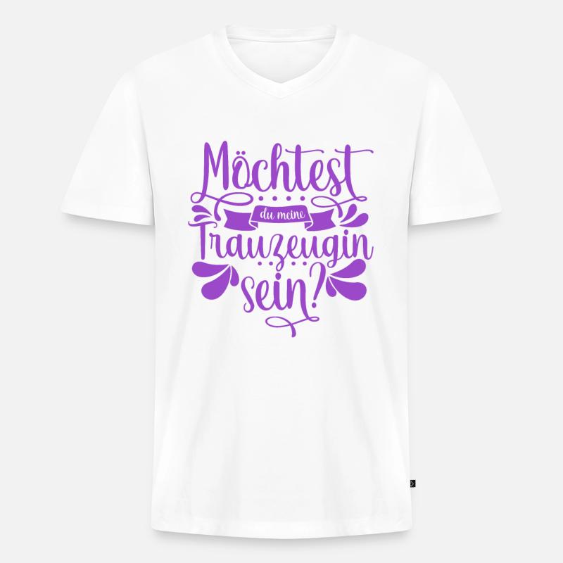 Möchtest du meine Trauzeugin sein - Männer Premium Bio T-Shirt mit V-Ausschnitt - Weiß