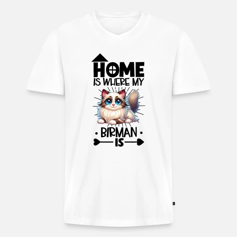 Zuhause - Birma - Männer Premium Bio T-Shirt mit V-Ausschnitt - Weiß