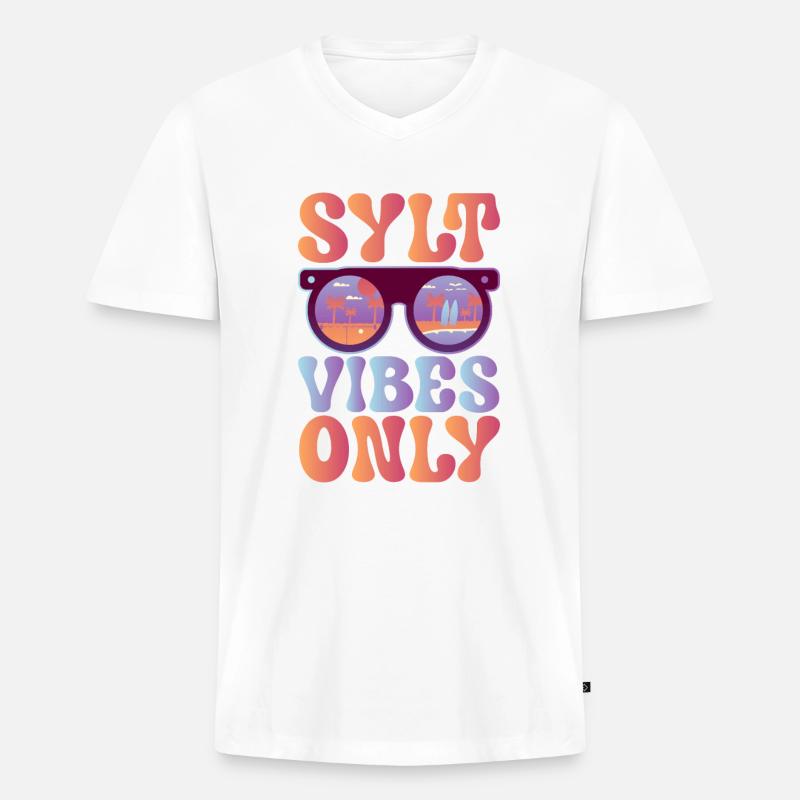 Gute Stimmung auf Sylt - Männer Premium Bio T-Shirt mit V-Ausschnitt - Weiß