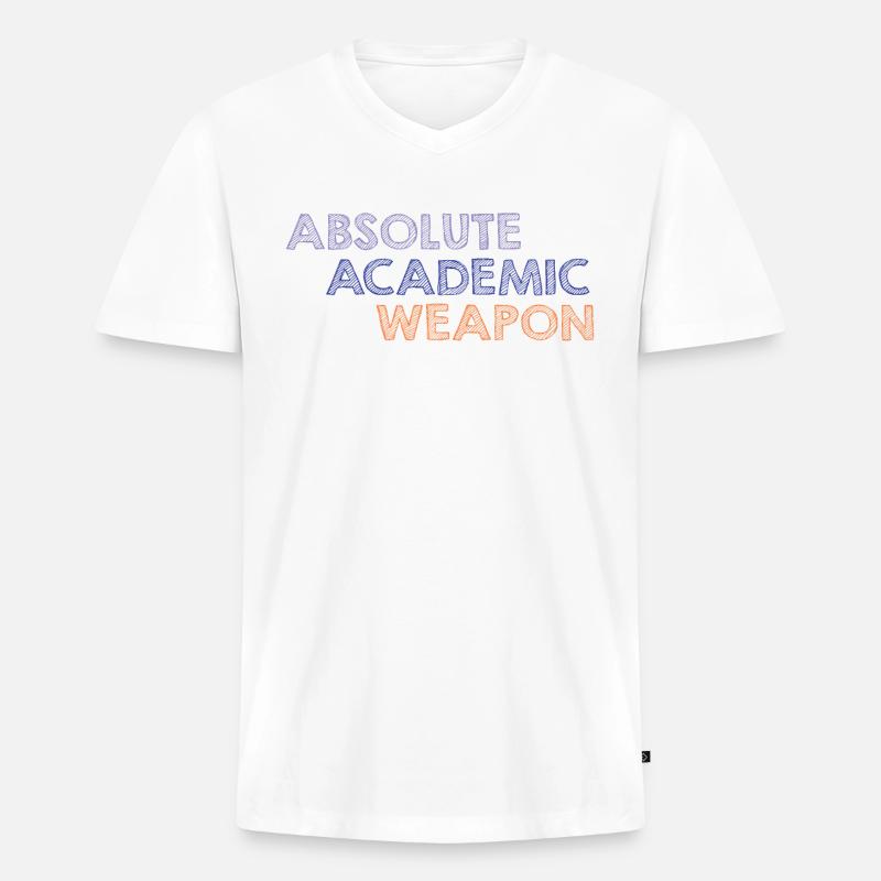 Studenten Absolute Academic Weapon - Männer Premium Bio T-Shirt mit V-Ausschnitt - Weiß