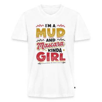 Ich bin ein Mädchen aus Schlamm und Mascara - Männer Premium Bio T-Shirt mit V-Ausschnitt - Weiß - Vorne - Nico (187cm)