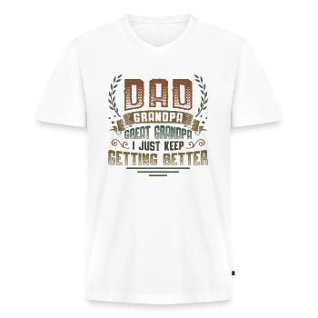 Announce the pregnancy. - Men's Premium Organic T-shirt with V-neck - white - Front - Nico (187cm)