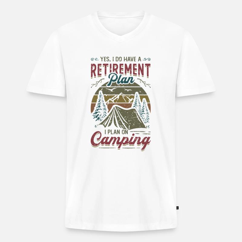 Ruhestandsplan Camping, Ruhestandscamper. - Männer Premium Bio T-Shirt mit V-Ausschnitt - Weiß