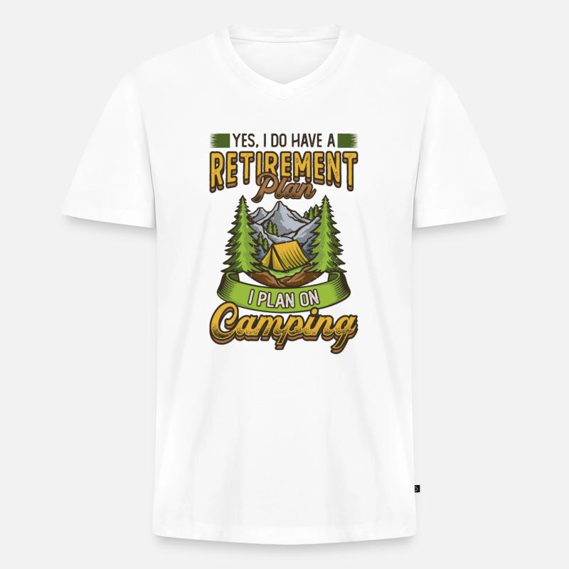 Ruhestandsplan Camping, Ruhestandscamper. - Männer Premium Bio T-Shirt mit V-Ausschnitt - Weiß