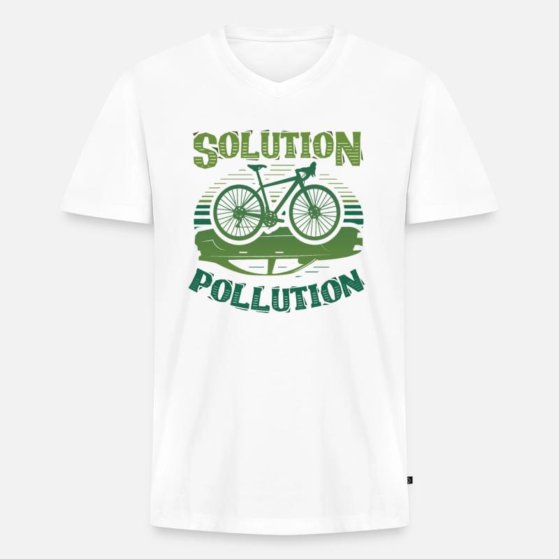 Polution Solution Environmental Protection Cycling - Men's Premium Organic T-shirt with V-neck - white