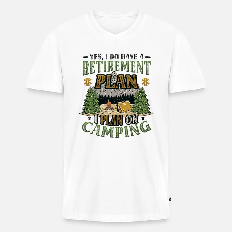 Ruhestandsplan Camping, Ruhestandscamper - Männer Premium Bio T-Shirt mit V-Ausschnitt - Weiß