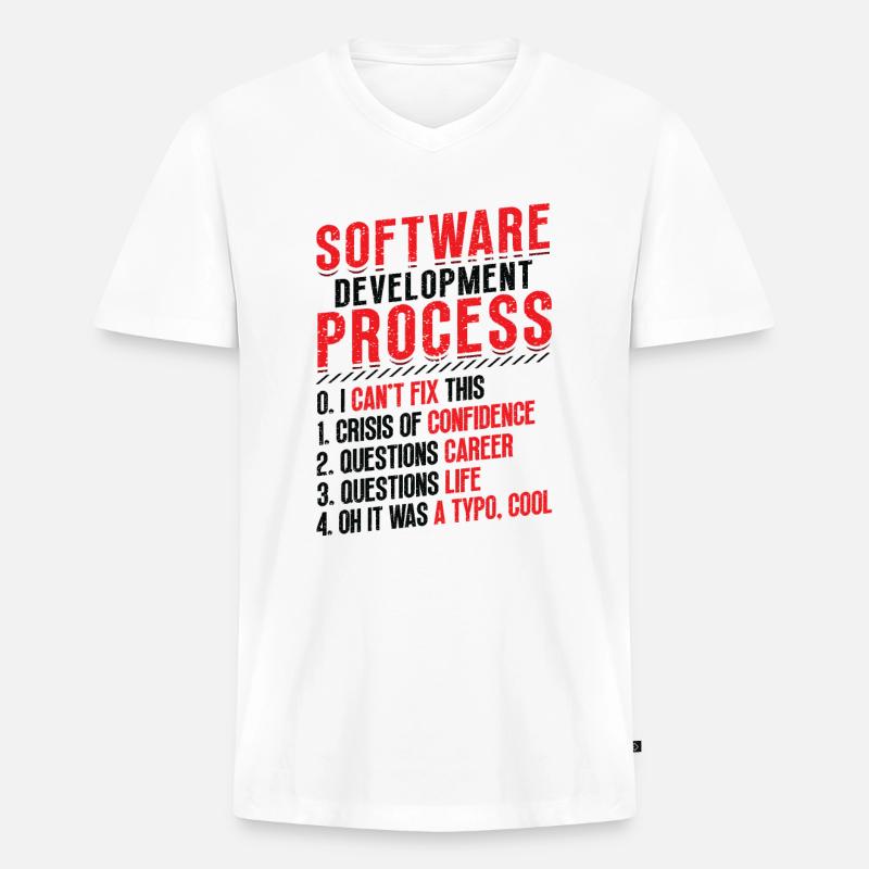 Software-Entwicklungsprozess, Programmierung - Männer Premium Bio T-Shirt mit V-Ausschnitt - Weiß