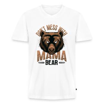 Leg Dich Nicht Mit Mama Bär An - Männer Premium Bio T-Shirt mit V-Ausschnitt - Weiß - Vorne - Nico (187cm)