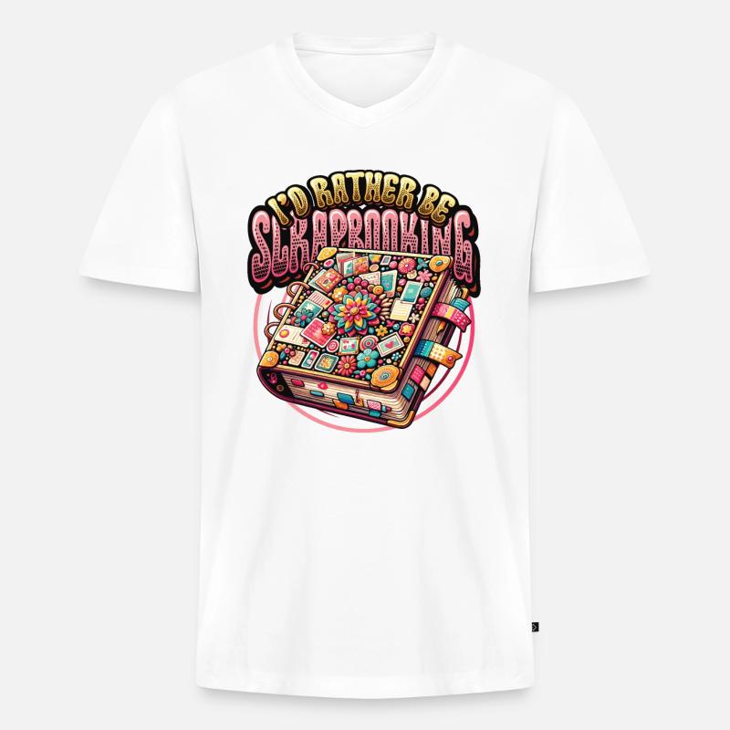 Mädchen Scrapbooking Enthusiast Scrapbook - Männer Premium Bio T-Shirt mit V-Ausschnitt - Weiß