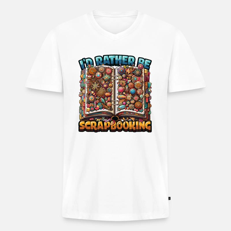 Mädchen Scrapbooking Enthusiast Scrapbook - Männer Premium Bio T-Shirt mit V-Ausschnitt - Weiß