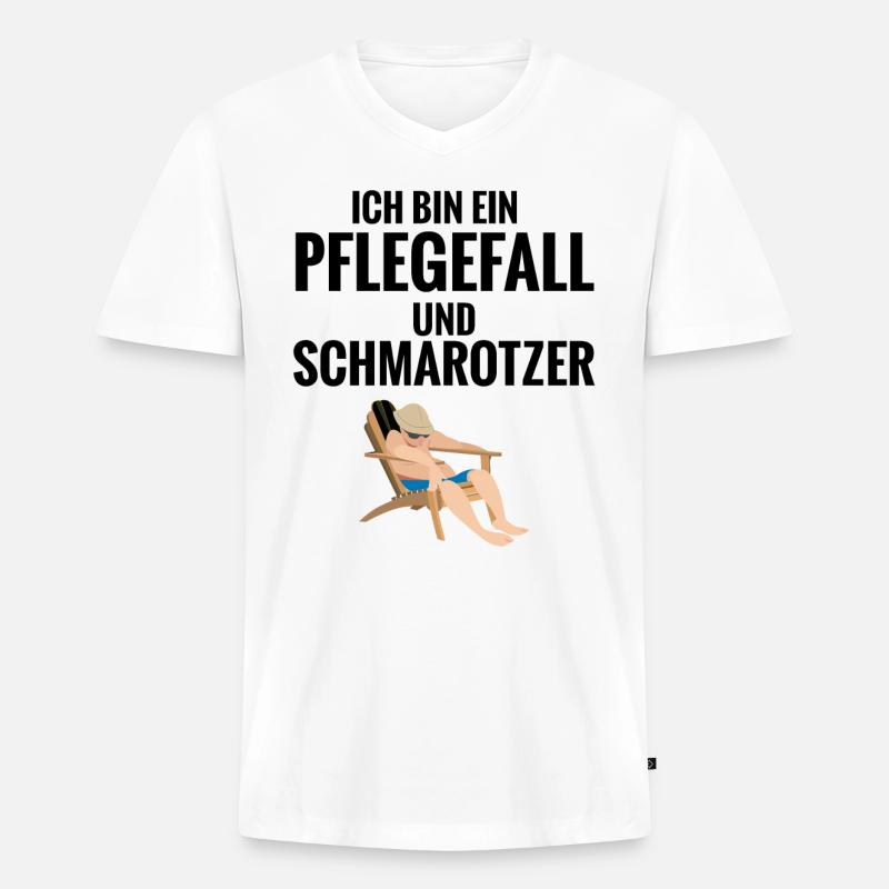 Schmarotzer - Männer Premium Bio T-Shirt mit V-Ausschnitt - Weiß